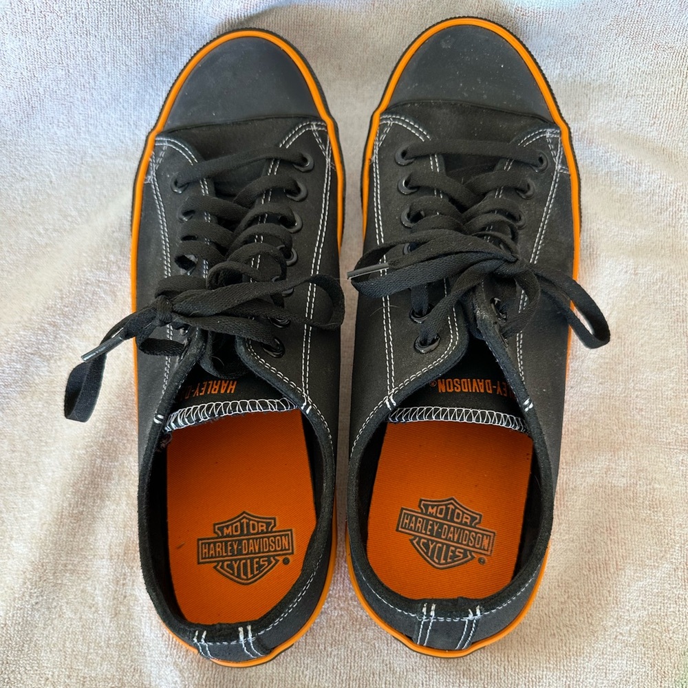Harley-Davidson Men's Converse Black Sneakers with Orange Trim